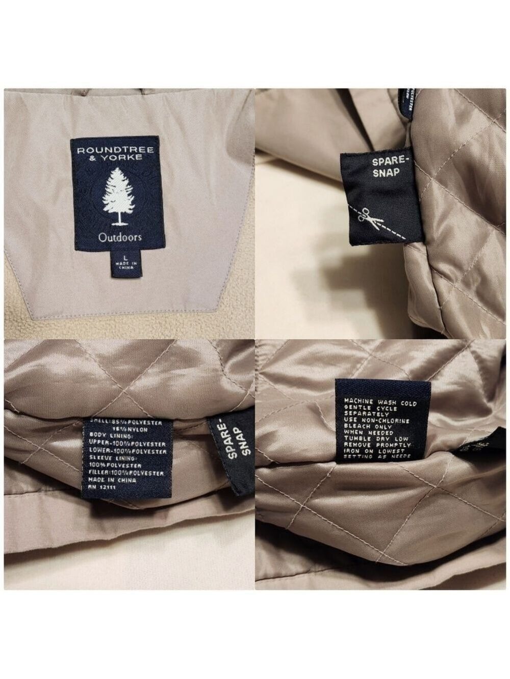 Roundtree & Yorke Tan Windbreaker Jacket Large - Picture 10 of 12